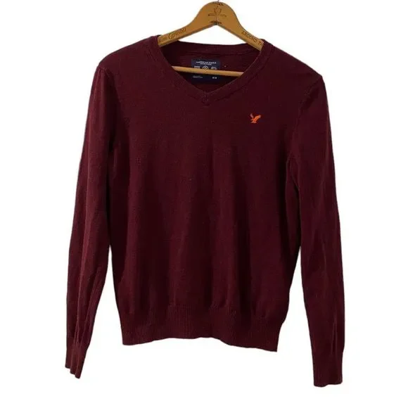(Sold) American eagle Mens V-Neck sweater, Burgundy, Size Medium - Picture 1 of 6